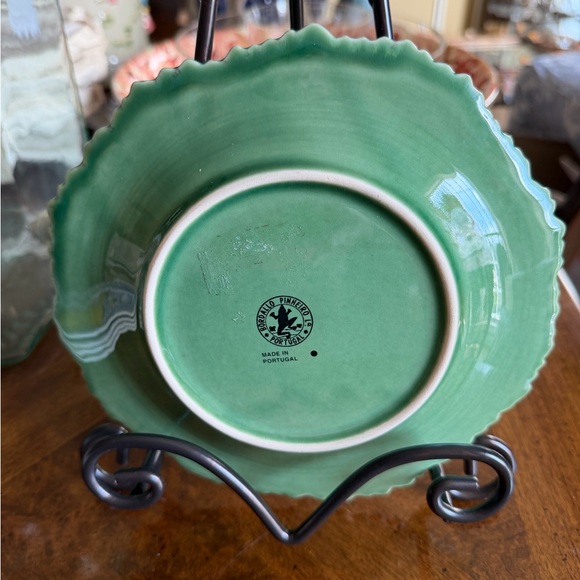 Majolica green Leaf-Shaped Ceramic Plate Bordallo  pinheiro Portugal - Picture 3 of 5